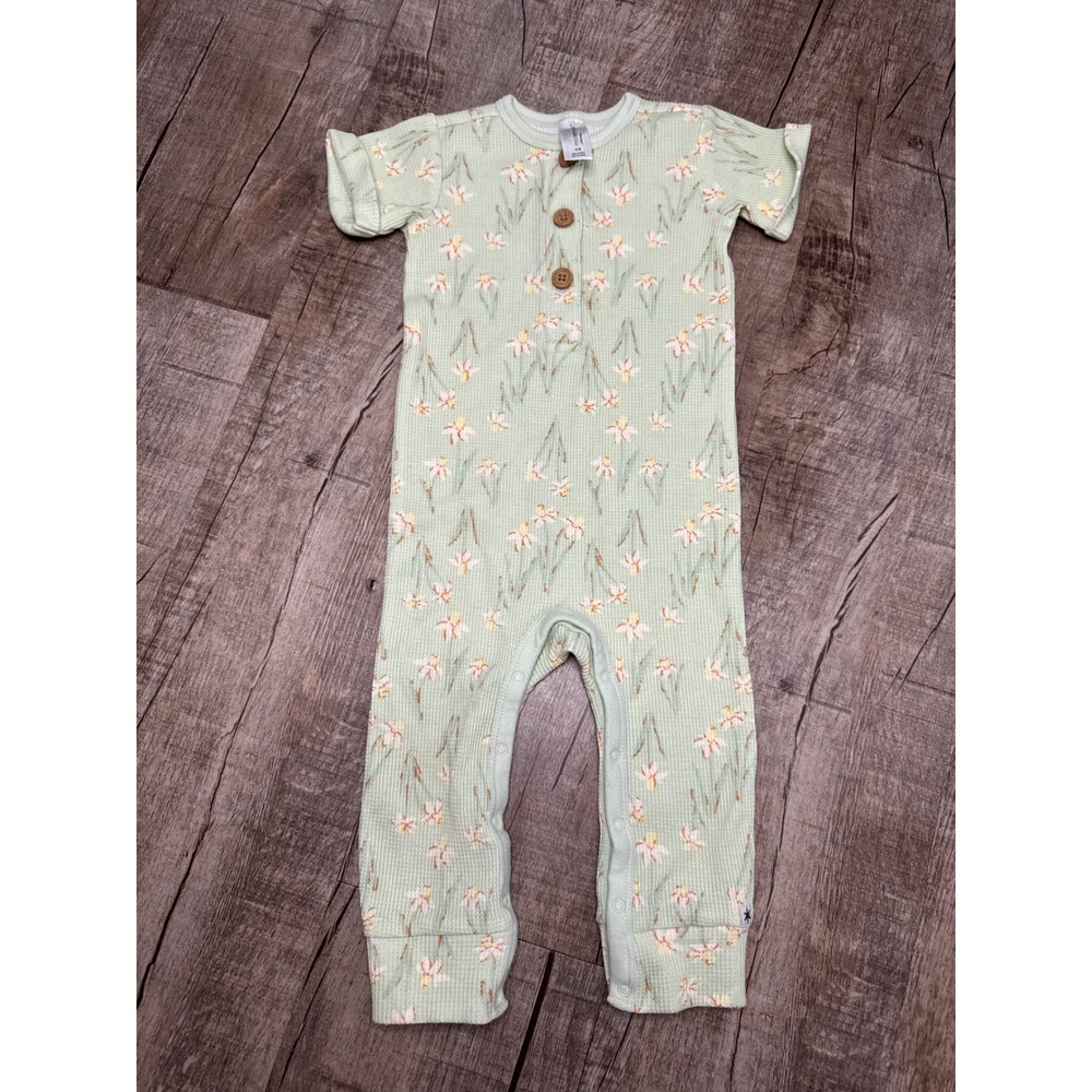 Modern Moments by Gerber Sage Green Floral Waffle Knit Union Suit 18M